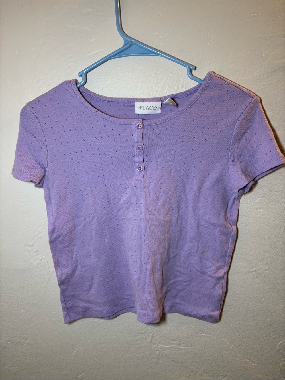 The Children's Place Lavender Short Sleeve Henley Tee